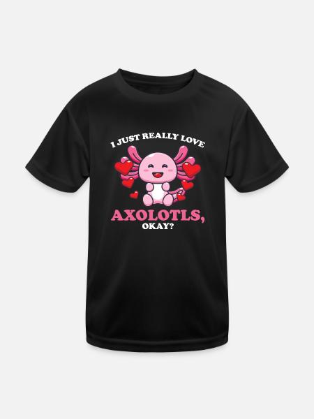Axolotl Axolotl Tiergeschenk - Kinder Funktions-T-Shirt - Schwarz - Vorne