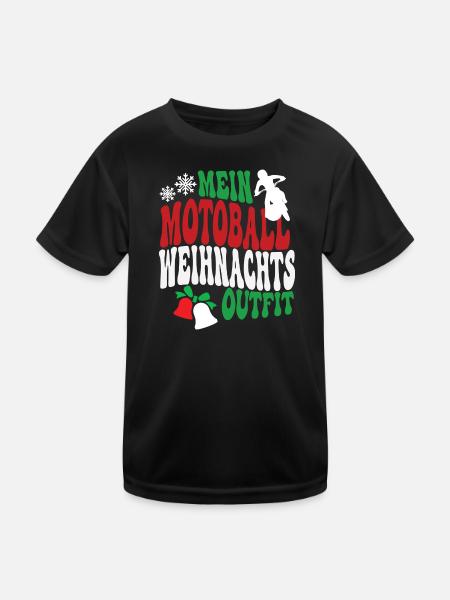 Motoball Weihnachten Outfit Motoballspieler XMAS - Kinder Funktions-T-Shirt - Schwarz - Vorne