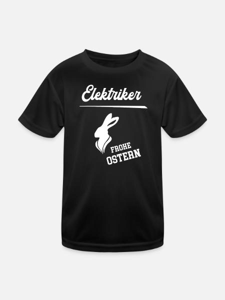 Elektriker Frohe Ostern Elektrik Meister Kollege - Kinder Funktions-T-Shirt - Schwarz - Vorne