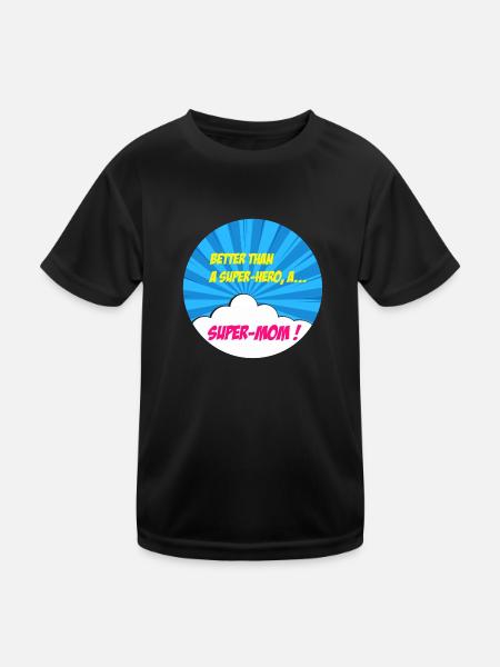 Supermama, Superheldin. Beste Mama. Comicbuch. - Kinder Funktions-T-Shirt - Schwarz - Vorne