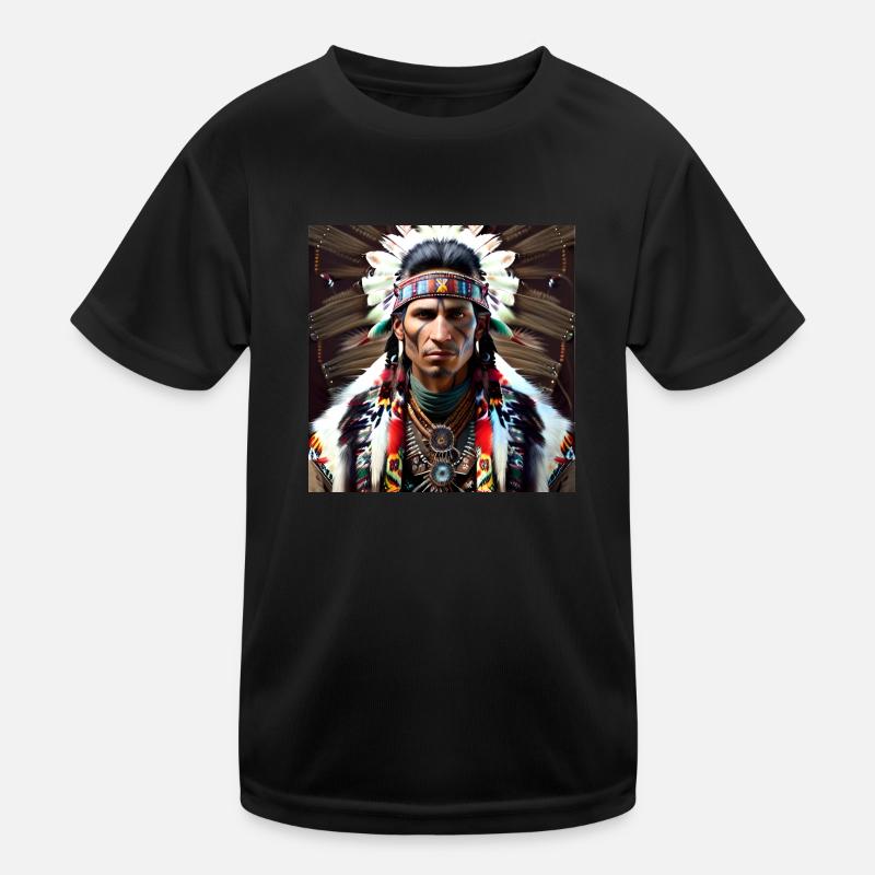 Native American Tribe Chieftain Kids Functional T-Shirt