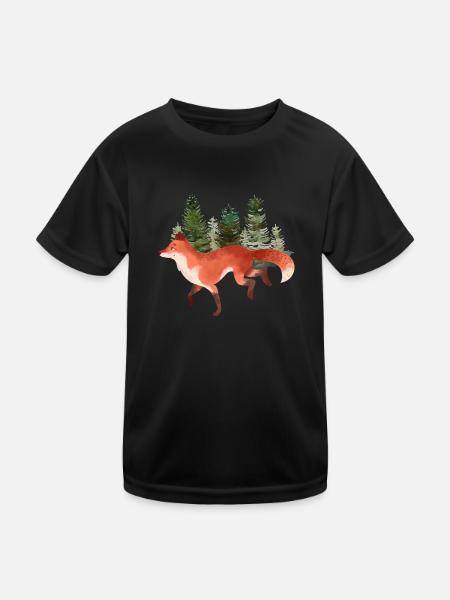 renard art orange forêt nature sauvage loup amateur - T-shirt sport Enfant - noir - Devant