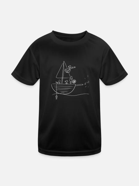 schiff piraten - Kinder Funktions-T-Shirt - Schwarz - Vorne