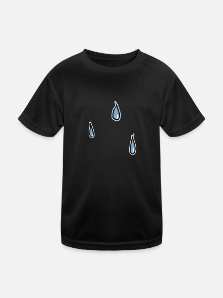 rain water pattern weather drops tears tears - Kids Functional T-Shirt - black - Front