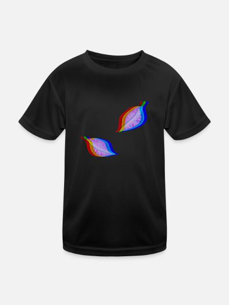 effet feuille 3D - T-shirt sport Enfant - noir - Devant