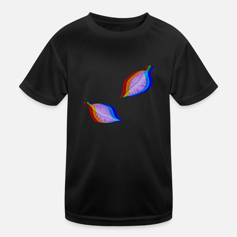 blätter blatt effekt 3d - Kinder Funktions-T-Shirt - Schwarz