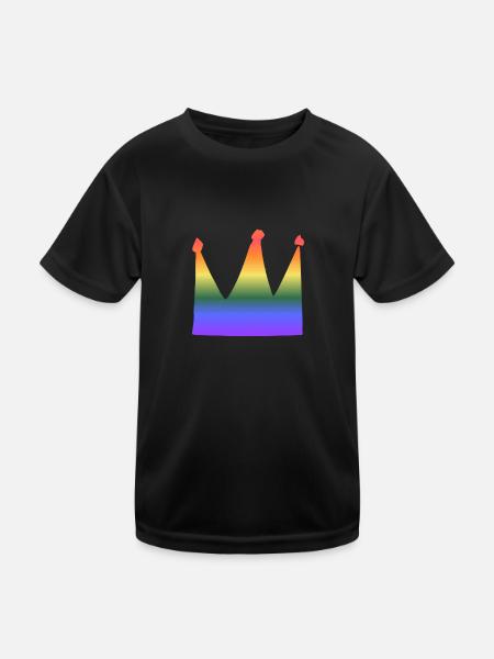 crown symbol lgbt colors rainbow - Kids Functional T-Shirt - black - Front