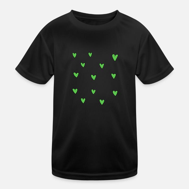 hearts pattern symbol love heart green Kids Functional T-Shirt