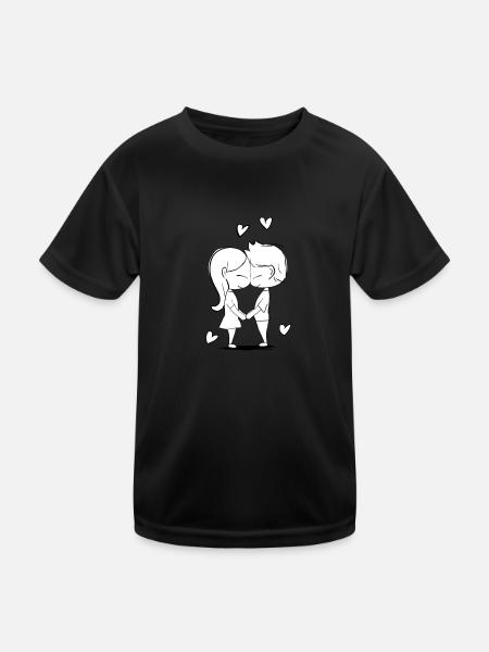 Lovers dear hearts couple in love couple - Kids Functional T-Shirt - black - Front