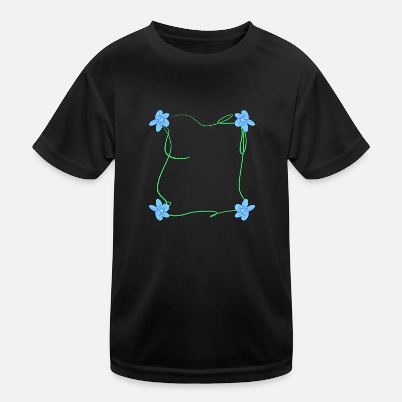 four flowers square square blue Kids Functional T-Shirt