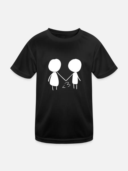 Amour de couple Amoureux du dessin animé - T-shirt sport Enfant - noir - Devant
