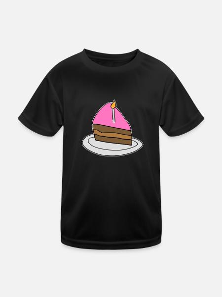 kuchen torte geburtstag symbol essen - Kinder Funktions-T-Shirt - Schwarz - Vorne