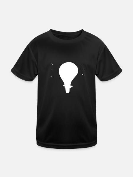 glühbirne licht symbol leuchten - Kinder Funktions-T-Shirt - Schwarz - Vorne