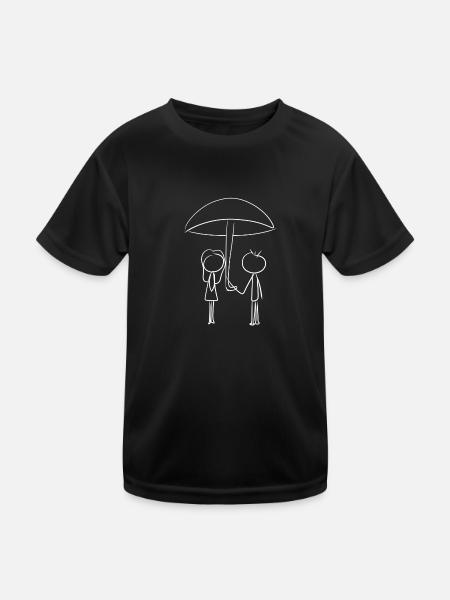pärchen regenschirm liebe valentinstag - Kinder Funktions-T-Shirt - Schwarz - Vorne