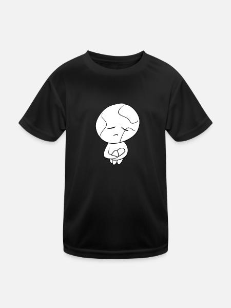 erde traurig klimaschutz planet symbol - Kinder Funktions-T-Shirt - Schwarz - Vorne