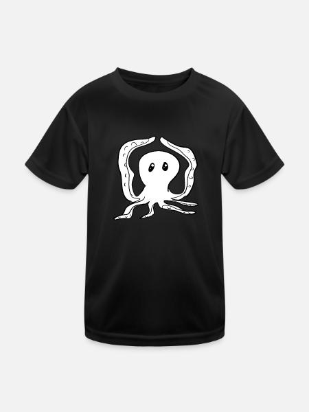 dancing octopus funny animal symbol - Kids Functional T-Shirt - black - Front