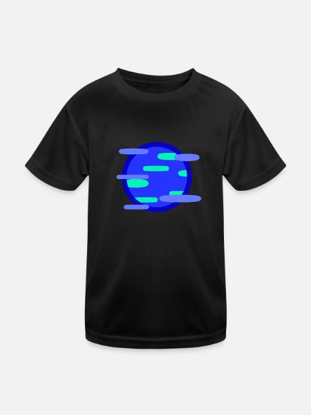Cartoon Erde Symbol Welt Kreis - Kinder Funktions-T-Shirt - Schwarz - Vorne