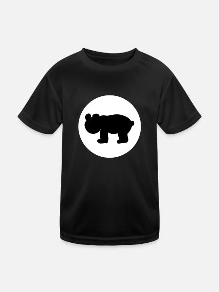 Circle Bear Animal Symbol - Kids Functional T-Shirt - black - Front