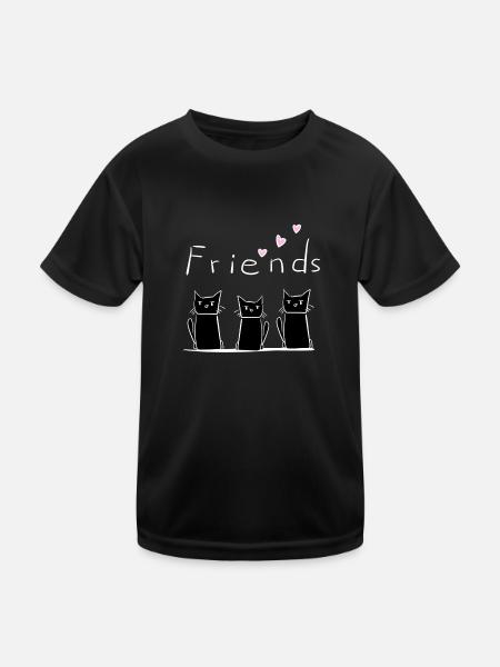 Freunde drei Katzen Tiere tier - Kinder Funktions-T-Shirt - Schwarz - Vorne