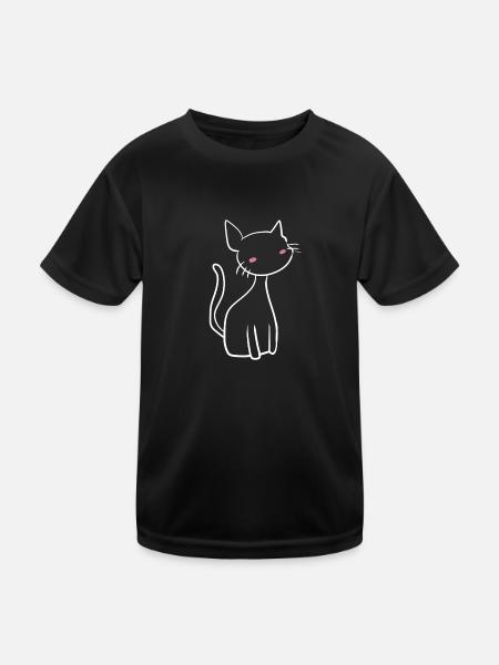katze symbol süß cartoon haustier - Kinder Funktions-T-Shirt - Schwarz - Vorne