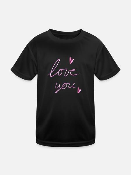 liebe dich herz pink - Kinder Funktions-T-Shirt - Schwarz - Vorne