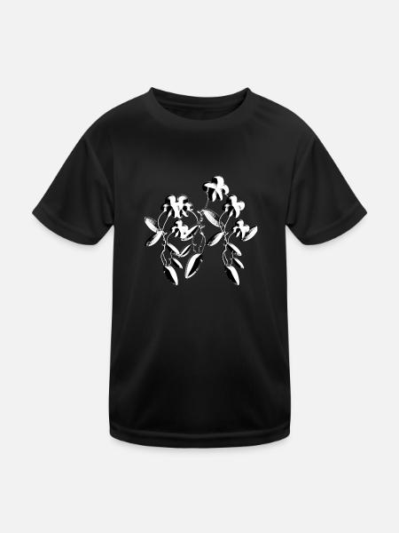 graue blumen natur glitzer pflanzen - Kinder Funktions-T-Shirt - Schwarz - Vorne