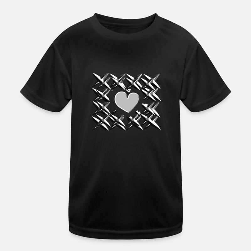 grey heart pattern Kids Functional T-Shirt