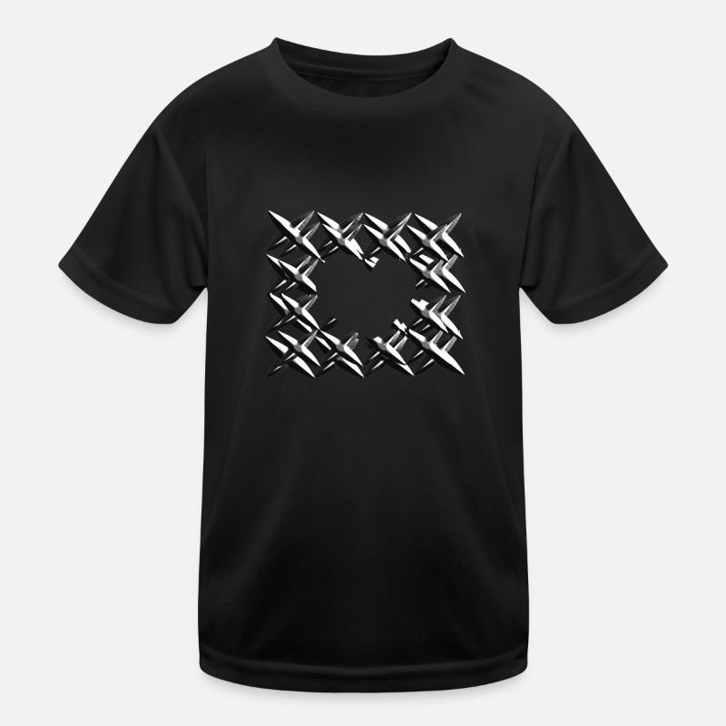 pattern cross net grey Kids Functional T-Shirt