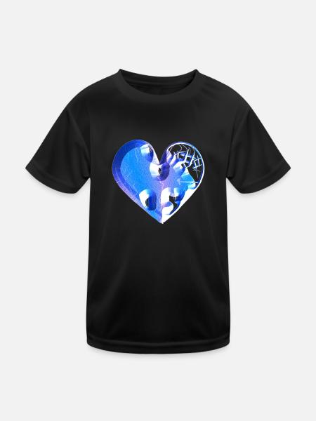 herz blau glitzer narben - Kinder Funktions-T-Shirt - Schwarz - Vorne