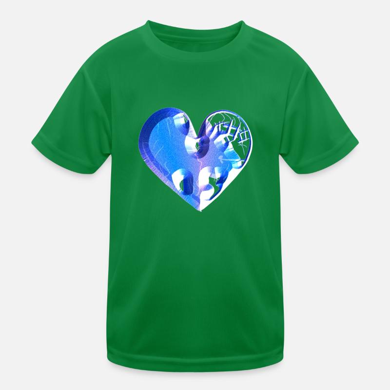 herz blau glitzer narben Kinder Funktions-T-Shirt