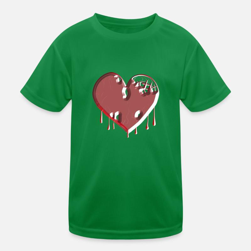 herz symbol gebrochen rot narben Kinder Funktions-T-Shirt