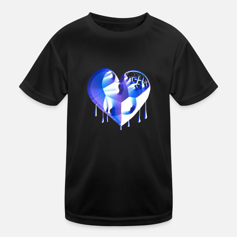 heart symbol broken blue scars Kids Functional T-Shirt