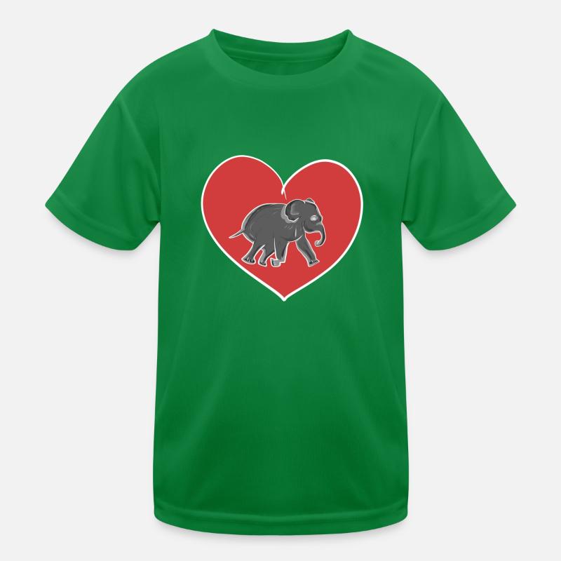 rotes Herz Tierliebe Elefant Kinder Funktions-T-Shirt