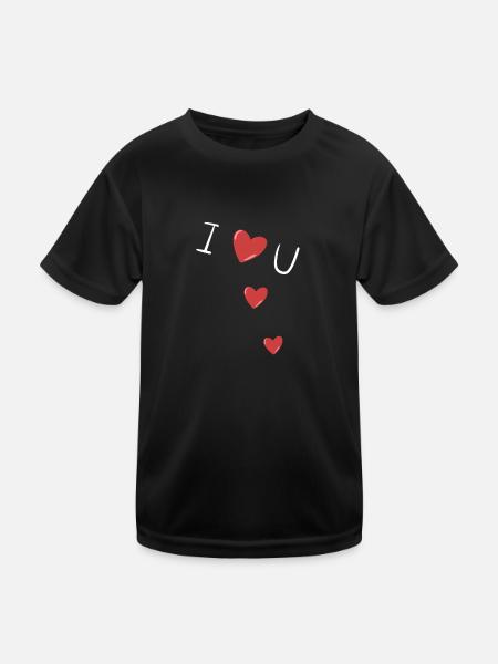 I love you heart red - Kids Functional T-Shirt - black - Front