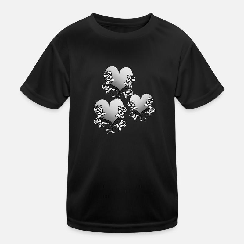drei herzen blume herz form symbol grau Kinder Funktions-T-Shirt