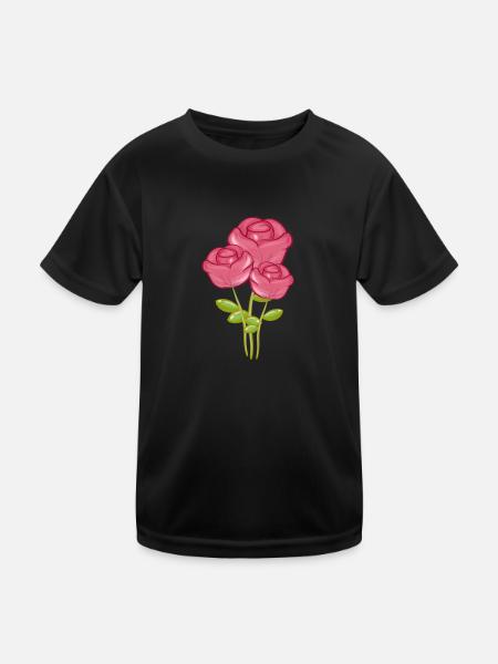 Trois roses roses symbole nature - T-shirt sport Enfant - noir - Devant