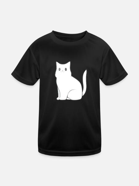 Cat Animal Icon Pet - Kids Functional T-Shirt - black - Front