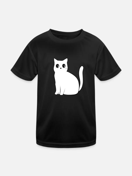 Cartoon Anime Katze Tier - Kinder Funktions-T-Shirt - Schwarz - Vorne