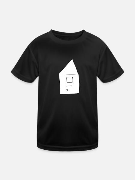 Haus Symbol Wohnen rot - Kinder Funktions-T-Shirt - Schwarz - Vorne