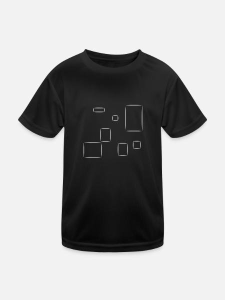 Pattern Square Square Symbols Shape - Kids Functional T-Shirt - black - Front