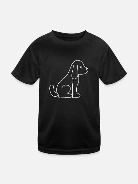 Hund Symbol Tier Haustier Tiere - Kinder Funktions-T-Shirt - Schwarz - Vorne