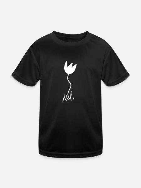 Plant, Flower, Nature, Symbol - Kids Functional T-Shirt - black - Front