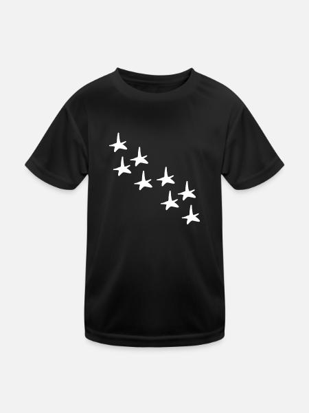 Stars Star Pattern Shapes Icon - Kids Functional T-Shirt - black - Front