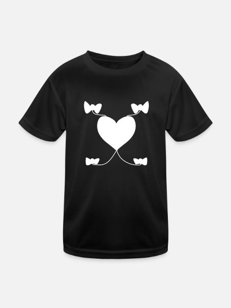 Heart Bow Pattern Shapes Shapes - Kids Functional T-Shirt - black - Front