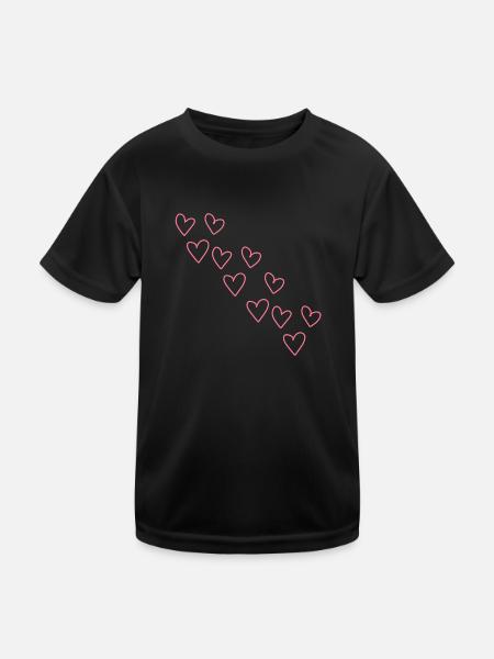 muster herzen herz symbol liebe rosa - Kinder Funktions-T-Shirt - Schwarz - Vorne