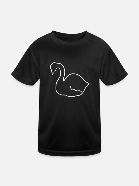 Schwan Schwäne tier symbol vogel - Kinder Funktions-T-Shirt - Schwarz - Vorne