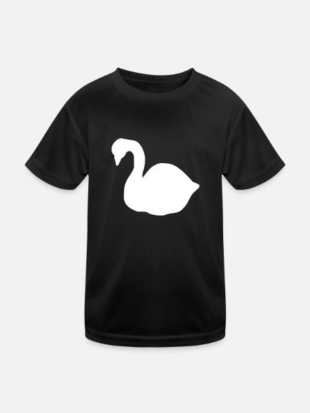 Swan symbol swans animal bird - Kids Functional T-Shirt - black - Front