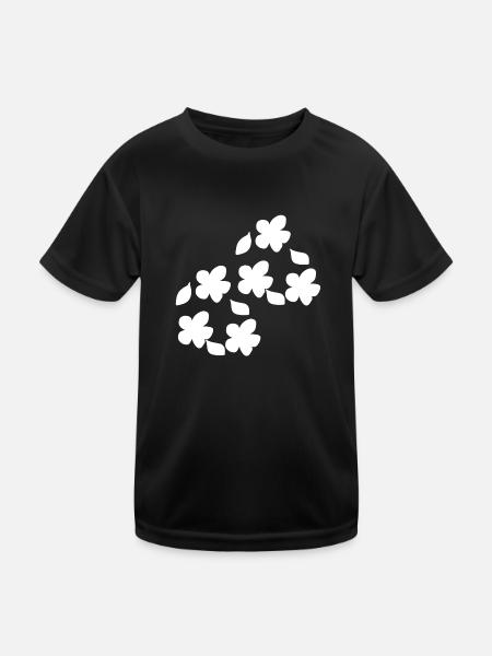 Blume muster natur Pflanze Symbol Blatt - Kinder Funktions-T-Shirt - Schwarz - Vorne