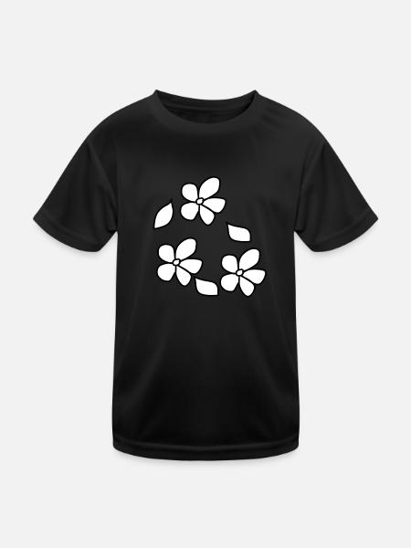 Blume Pflanze Symbol Natur Blatt - Kinder Funktions-T-Shirt - Schwarz - Vorne