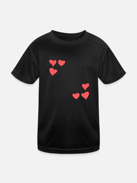 Hearts Pattern Frame Symbol Heart Love Red - Kids Functional T-Shirt - black - Front